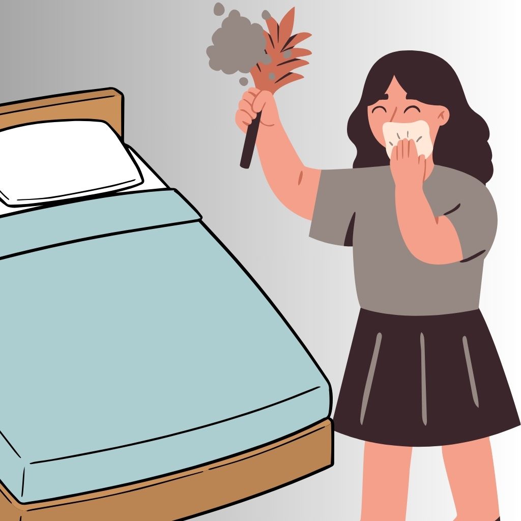 dusting a guest room